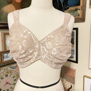 Wacoal Beige Floral Lace Full Coverage Underwire Bra Size 40G